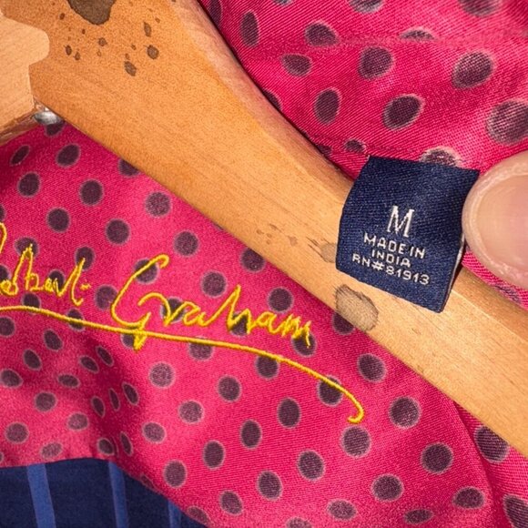 Men's Robert Graham Blue Red Purple Striped Button Down Long Sleeve size M - Picture 4 of 8